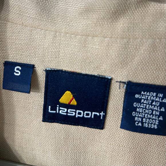 Liz Sport Linen Cotton Blazer Jacket Vintage Small WomensTan Oversized 90s Y2K - Picture 5 of 13